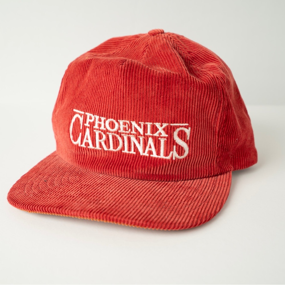 1980's Vintage NFL Phoenix Cardinals Zip Back Corduroy Script Hat/Cap Annco